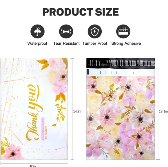 🌸 🔹️🔟 Poly mailers - 10X13  Floral Design ✨️🌸 - Picture 2 of 6